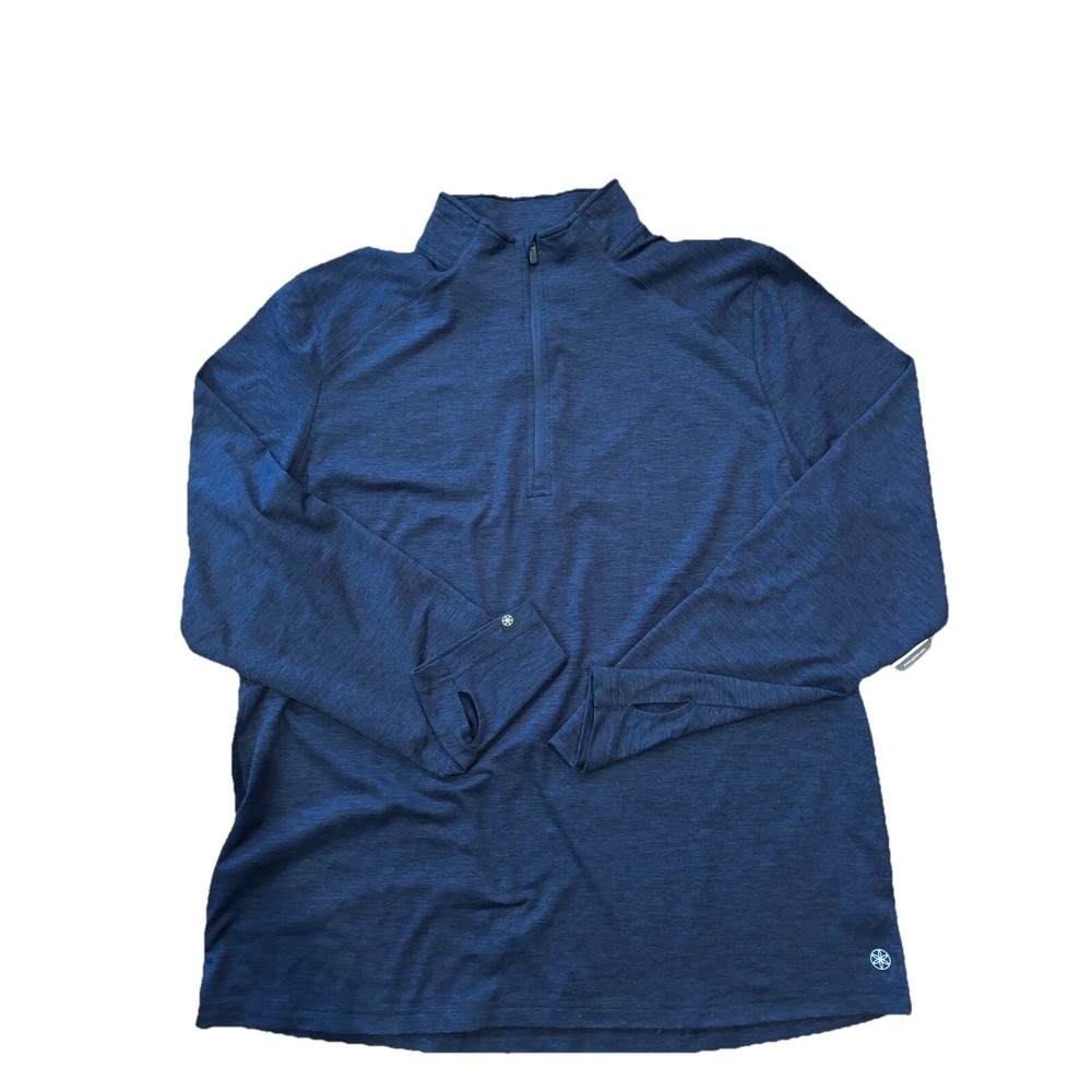 Mens NWT  XXL GAIAM Intent 1/4 Zip Sweatshirt Blue/‎ Black Heather Yoga Fitness